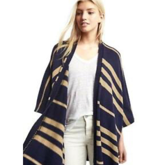 GAP Oversized Striped Poncho Cardigan O/S - Picture 1 of 6